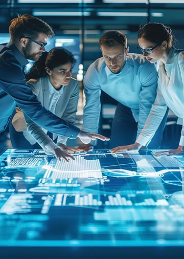 Photo showing sales and marketing team looking at customer experience improvements being affected by BMS controls.