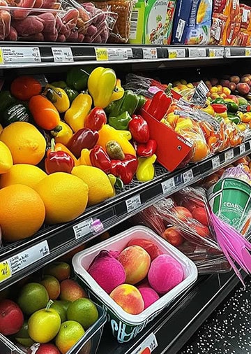 Supermarket produce aisle – Boss Controls maintains optimal storage conditions for fresh food and perishables with BMS solutions