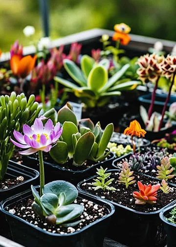 Potted plants in garden centre – Boss Controls optimises nursery environments for plant health and customer experience with smart BMS